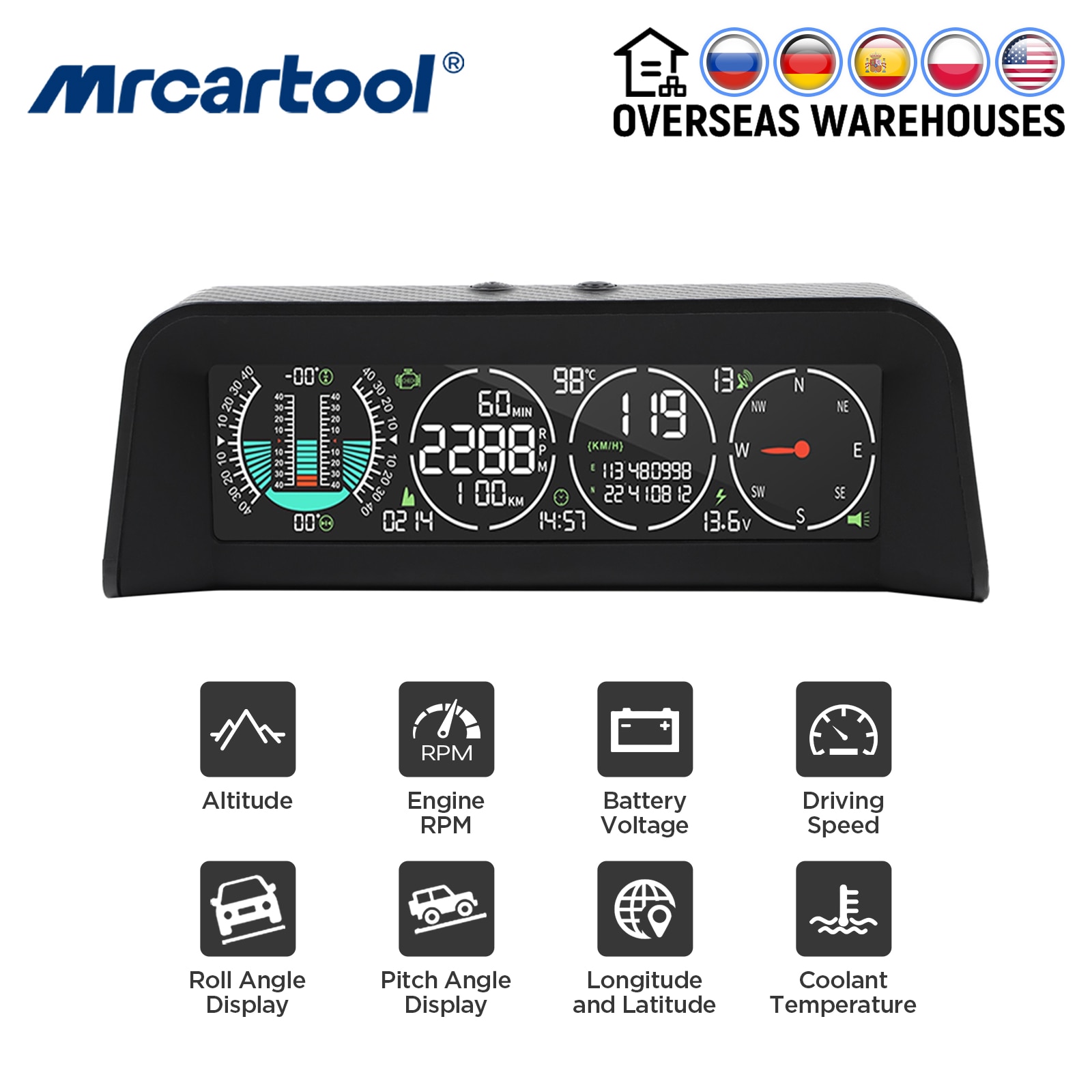 MRCARTOOL M80 ڵ  ÷ ӵ  , HUD ڵ ħ  浵  GPS OBD